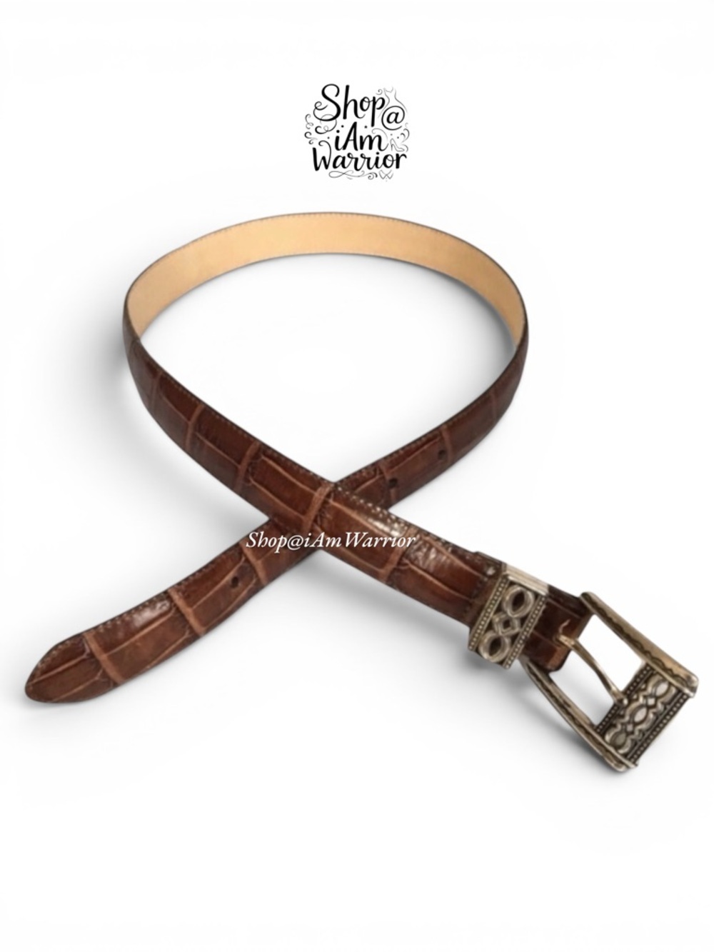 Brighton brown leather engraved silver buckle belt *shop@iamwarrior
